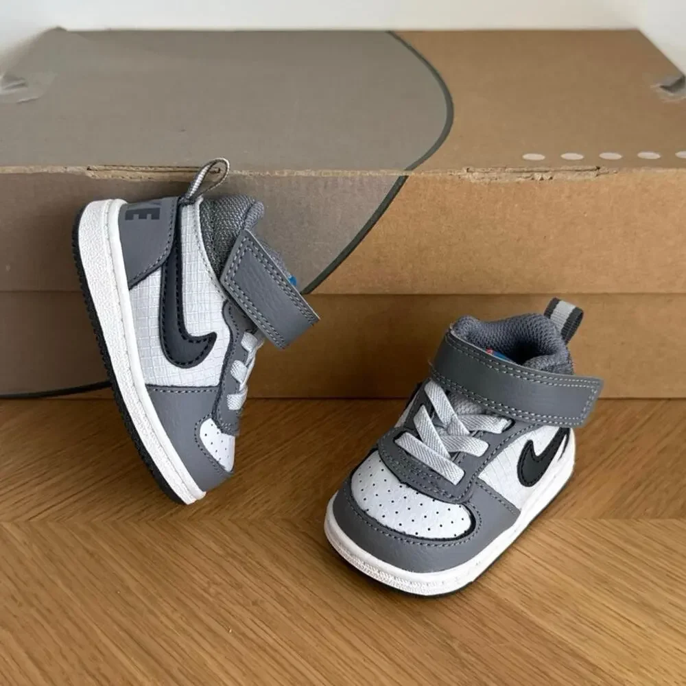 Nike Court Borough Grey/White Baby Sneakers- SZ 2 C